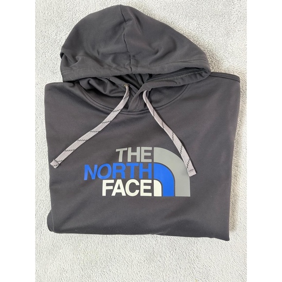 THE NORTH FACE Mens L Pullover Hoodie Dark Grey Logo Print Outdoor Streetwear - Picture 1 of 12